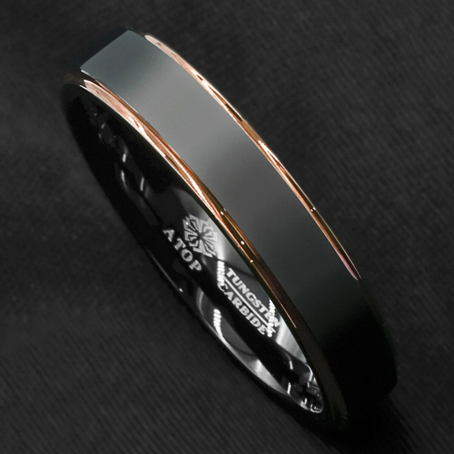 Black and Gold Matte Tungsten Ring — JKCRings.com Unique Mens